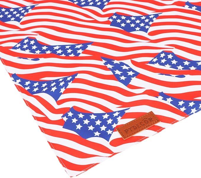 PTDECOR American Flag Dog Bandana 4th of July Dog Puppy Scarf Reversible Red Blue Patriotic Bandanas for Small Dogs Pets (Blue & Red, Small)