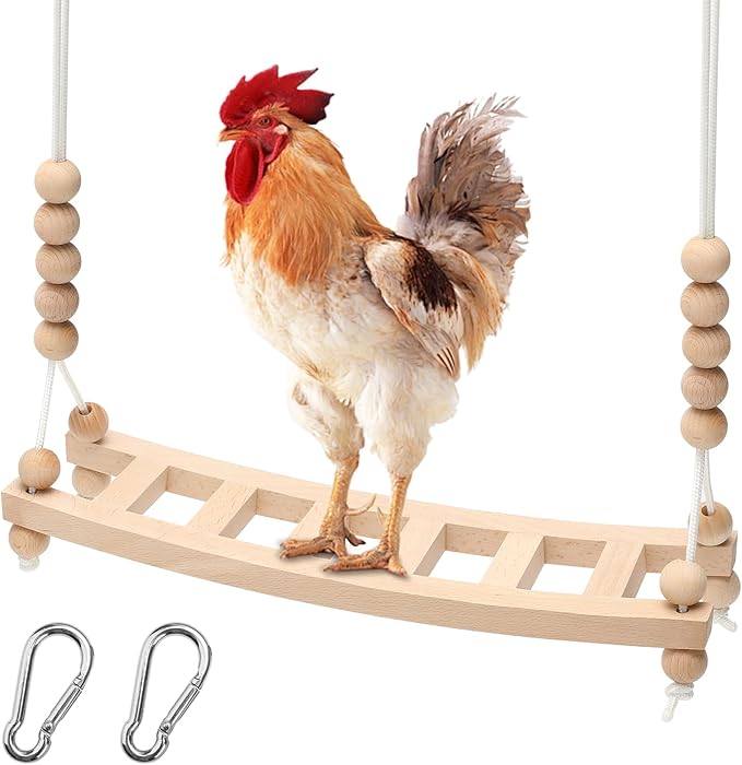 Chicken Swing,Arc-Shaped Chicken Perch Handmade,Chicken Toys for Coop Accessories Decor,Wood Ladder Stand for Hens