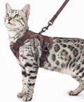 Cat Harness and Leash Set Escape Proof Tactical Small Kitten Harness Emotional Support Cat Vest, Brown, S