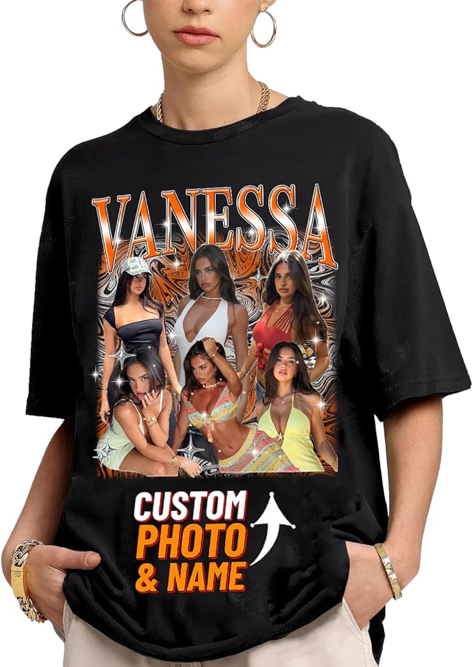 NAZENTI Custom Bootleg Rap Tee, Custom T-Shirts with Picture, Retro Custom Bootleg, Valentine's Gifts for Him Her