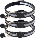 3 Pack Reflective and Breakaway Cat Collars with Bells，Adjustable Kitten Collars from 7.5 to 12.5 Inches, Ideal of Kitten Collar, Suitable for Girls and Boys (Black)