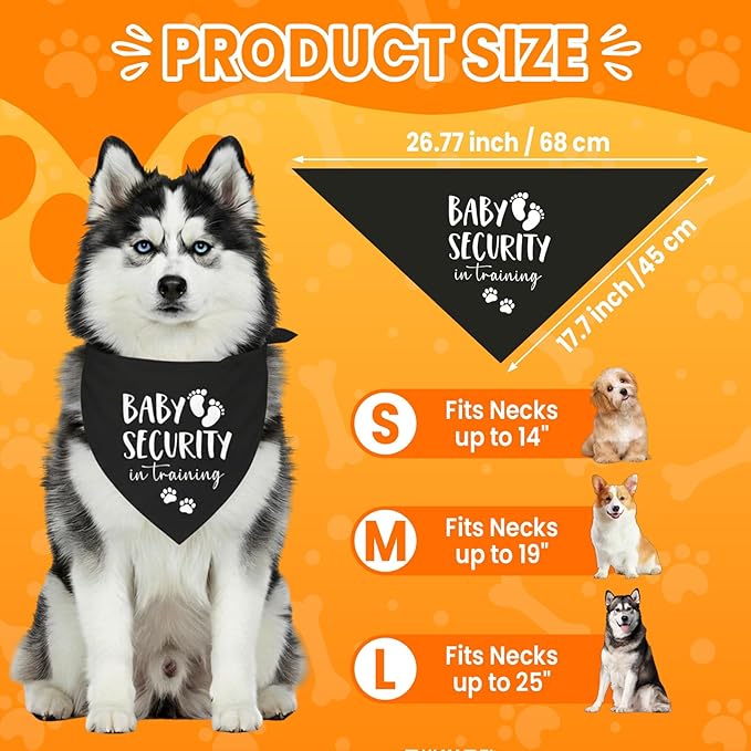 Baby Security in Training Dog Bandana Pet Scarf Pregnancy Announcement Dog Bandanas for Dogs Pet Accessories for Dogs Lovers Pregnancy Reveal Ideas (Black)