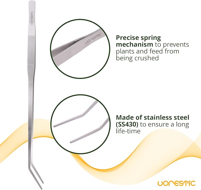 VORESTIC Straight and Curved Aquarium Tweezers Set 18 Inch, Stainless Steel Long Tweezers for Fish Tank Planting, Aquascaping, Reptile Feeding Tongs, Terrarium Tool and Aquarium Tongs