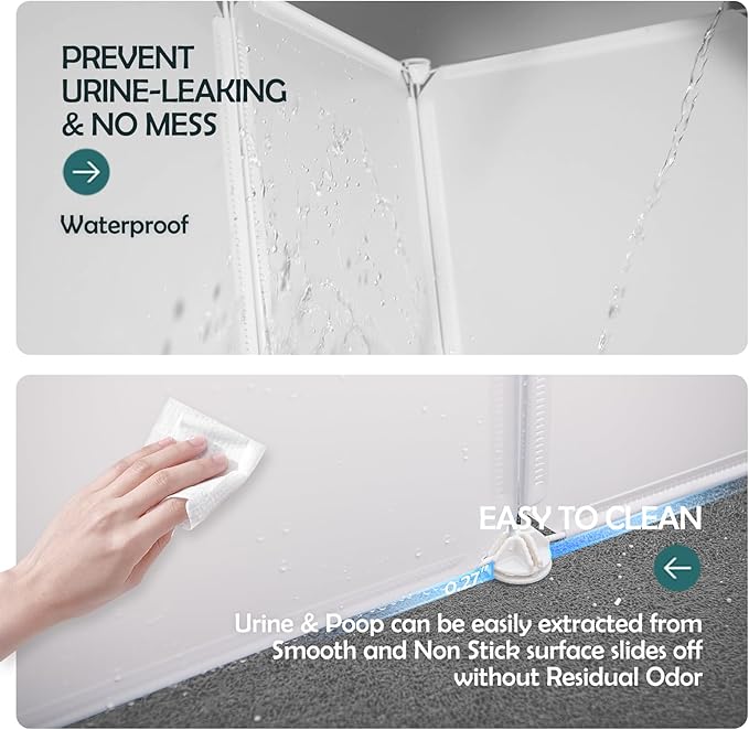 MEEXPAWS Cat Litter Box Enclosure Splash Guard Extra Large 28L × 21.5W x 18H inch, Light Weight Plastic Sheets with Cat Litter Mat Easy Clean (White)