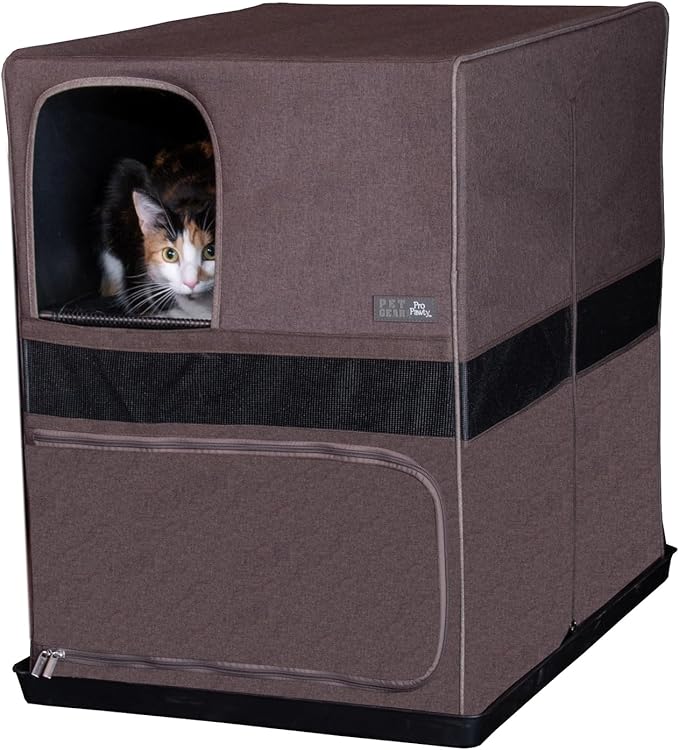 Pet Gear Pro Pawty for Cats with littertraX Mat, Put an end to Scattered Litter, Foldable, Easy Clean, Litterbox not Included, Chocolate