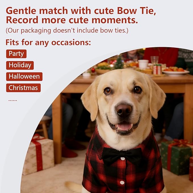 Koneseve Dog Shirt, Pet Plaid Clothes Shirt T-Shirt, Sweater Bottoming Shirt for Small Dog Cat Puppy Grid Adorable Wearing Stylish Cozy Halloween,Christmas Costumes (Red;XL/Extra Large)