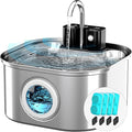 Wireless Cat Water Fountain Stainless Steel with 4 Filters & 4 Sponges, 3.2L/108oz Battery Operated Pet Fountain, Cordless Pet Water Dispenser for Cats and Dogs