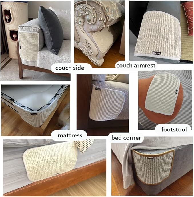 2PCS Cat Scratcher Mat Sofa Protector Natural Sisal Cat Scratching Mat Cat Scratch Couch Cover Grinding Claws Couch Guard Pad (11.8"x7.9" Gray)