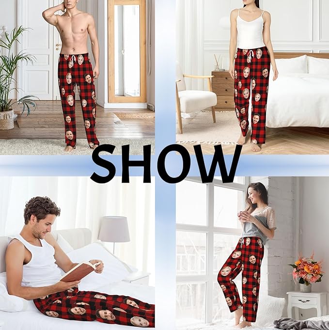 Custom Pajama Pants with Face customized PJ Pants Christmas Valentine gifts for Men Women