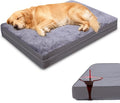 XXL Dog Bed for Large Dogs, Waterproof XXL Dog Crate Pad with Orthopedic Egg Crate Foam Reversible & Washable Cover, Egg Crate Foam, Anti-Slip, 47" x 29", Gray