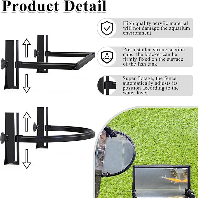 Aquarium Floating Plant Barrier, Floating Plant Corral Self Adjusts to Water Level Fish Tank Fence Keeps The Floaters Away from The Filter