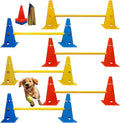 Dog Agility Hurdle Cone Set, Dog Agility Set Include 12 Agility Cones 6 Agility Rods, Dog Agility Equipment with Carry Bag(Blue+Orange+Yellow)
