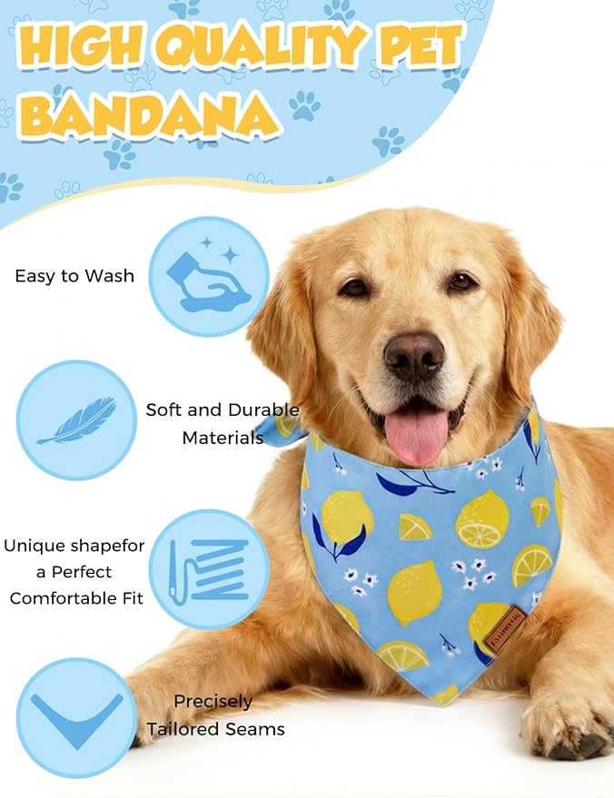 Luxury Double-Layer Dog Birthday Bandana – Handmade, Silk-Soft Polyester for All Dog Sizes | Birthday & Party Outfit | Gift-Ready Pet Accessory (Yellow, Large)