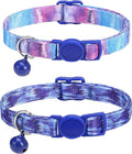 SOLMOONY Cute Cat Collar for Girl Boy,Colorful Breakaway Cat Collars with Bell 2 Pack，Adjustable Printed Nylon with Safety Buckles Kitten Collar (Starry Sky)
