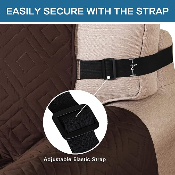 H.VERSAILTEX Reversible Sofa Slipcover Furniture Protector Water Resistant 2 Inch Wide Elastic Straps Sofa Cover Couch Covers Pets Kids Fit Sitting Width Up to 66" (Sofa: 75" x 110", Brown/Beige)