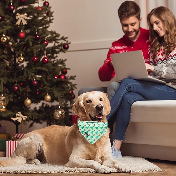 ARING PET Christmas Dog Bandanas, Green Christmas Tree Holiday Pet Bandana Scarf Triangle Bibs for Puppy Small Medium Large Boy Girl Dogs Cats-S