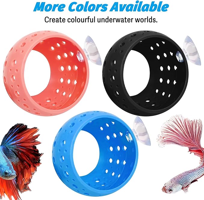 Fhiny Betta Tunnel, Aquarium Fish Hideout with Suction Cup - Shrimp Cave Aquarium Decor for Small Fish, Shrimp, Guppy Hiding & Resting (Black)