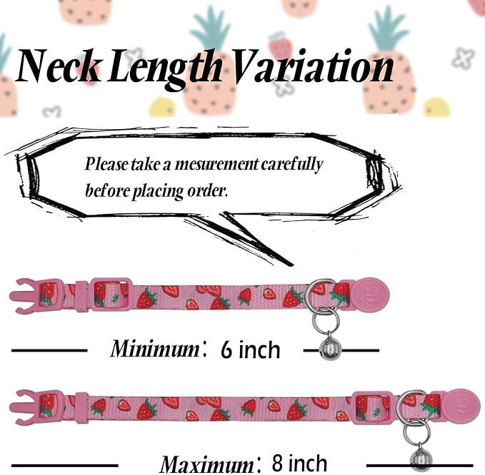 azuza 4 Pack Cat Kitten Collar Breakaway with Bell Quick Release Safe Buckle Adjustable Cat Kitten Collar