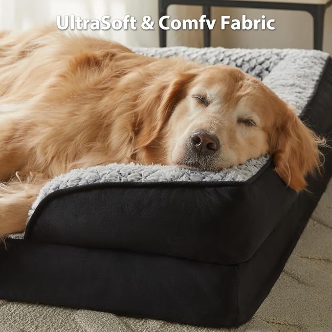 Orthopedic Dog Bed for Extra Large Dogs, Egg Crate Foam Bed for Extra Large Dogs, Equipped with Removable Waterproof Pillow Cover and Anti-Slip Bottom, Pet Bed
