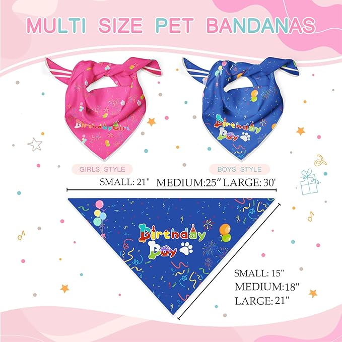Birthday Dog Bandanas Boy,Blue Reflective Dogs Scarfs for Birthday Party Decorations Supplies for Dogs Pet Accessories,Cat Dogs Triangle Pet Scarves for Large Dogs Outfit,L