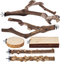 6-Piece Bird Perch Set - Natural Wood Grape Sticks, Paw Grinding Forks, Bird Stand & Toys for Parakeets, Cockatiels, Conure, Budgies
