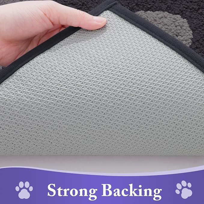 Buganda Dog Door Mat for Muddy Paws, Absorbent Dirt Trapper Non Slip Indoor Doormats, Washable Low-Profile Mat for Mud Dogs, Entryway Carpet for Inside Floor (70x47 Inches, Dark Grey)