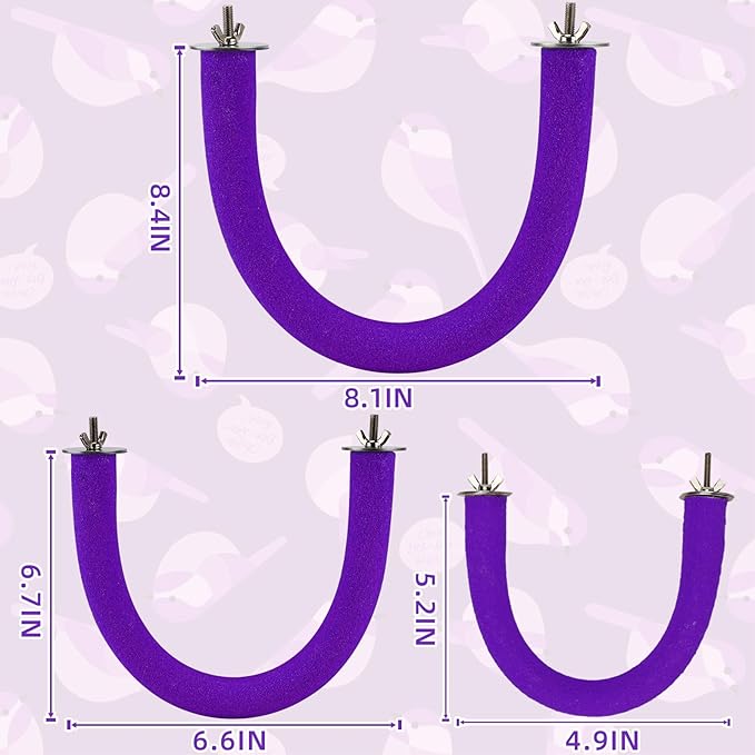 RYPET Parrot Perch Rough-surfaced - Quartz Sands Bird Cage Perches for Medium to Large Bird, U Shape Purple Small