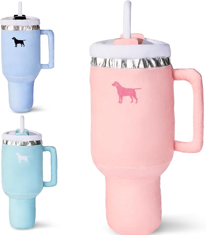 Pup Cup Tumbler Dog Toy – Cute Girl Dog Toy, Easter & Birthday Gift, Interactive Squeaker, Fun Puppy Present (Pink Peach Dust)