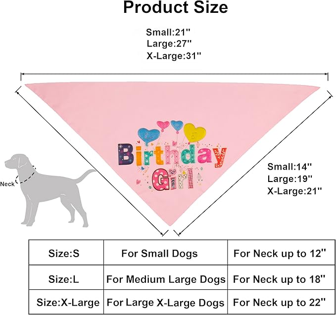 ADOGGYGO Dog Birthday Hat Bandana Girl - Pet Birthday Party Supplies - Pink Tutu Hat Scarf Bow Banner Set for X-Large Dogs (X-Large)