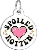 Bad Tags Personalized Dog and Cat ID Tags in 25+ Designs and 2 Sizes - 5 Lines of Custom Engraved Text - Funny Cute Personalized Pet Tags (Spoiled Rotten, Small (1 inch))