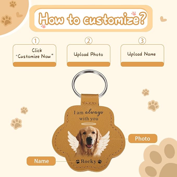 Custom Leather Pet Fur Keychain – Personalized Memorial Keepsake Keyring for Friend, Dog Cat Hair Sympathy Gifts﻿