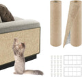 Cat Scratch Mat for Couch, Wall & Cat Tree – 78.7" Trimmable Self-Adhesive Cat Scratcher, Furniture Protector for Cats, Felt Alternative to Sisal, DIY Replacement for Cat Tower, 2 Pack (Khaki)