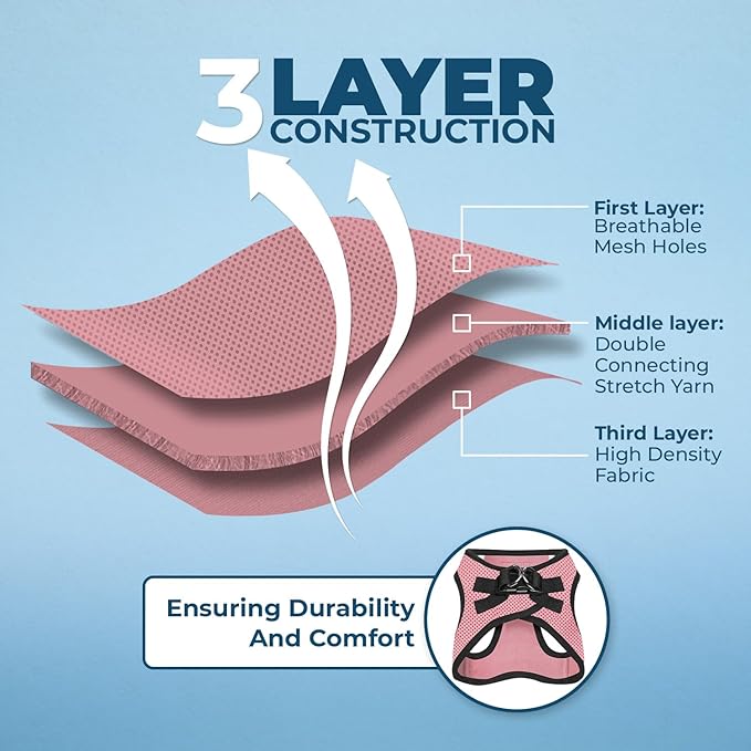 Best Pet Supplies - All Weather Mesh / Plush, Reflective, No Pull Harness for Small, Medium Dogs, Cats - Secure with Hook & Loop Fastener, Buckle, Double D-Rings - Pink/Black Trim, XS