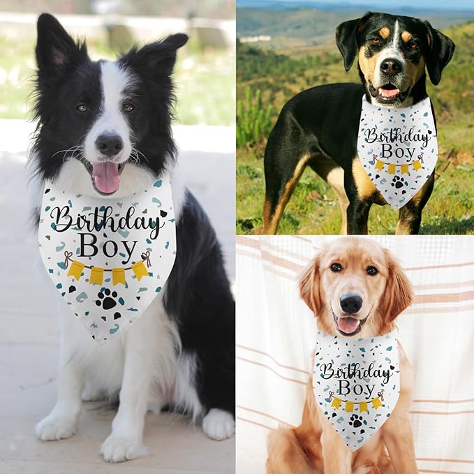 Dog Bandana for Birthday Party Supplies Puppy Pet Bandanas Boy Happy Birthday Dog Pet Scarf Accessories for Dogs Lovers