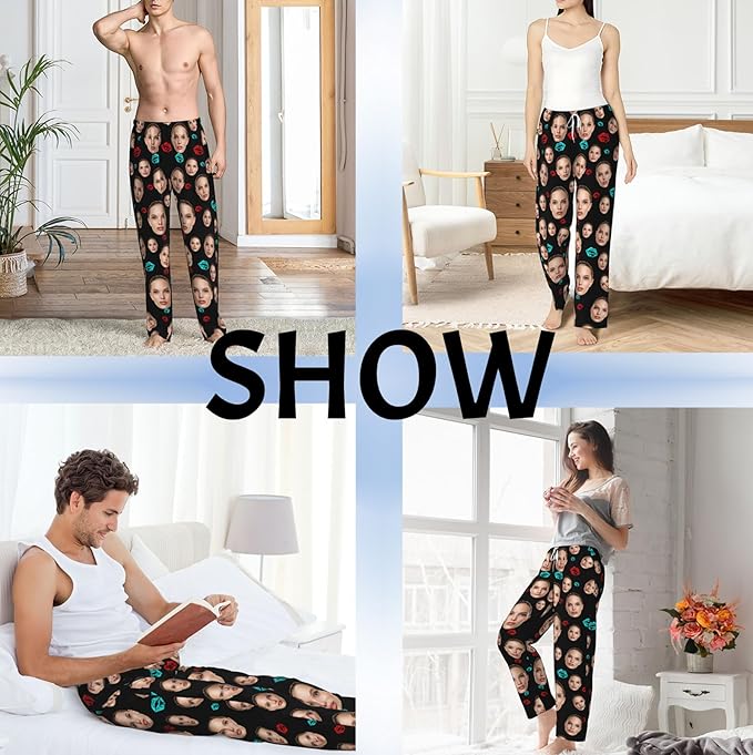 Custom Pajama Pants with Face customized PJ Pants Christmas Valentine gifts for Men Women