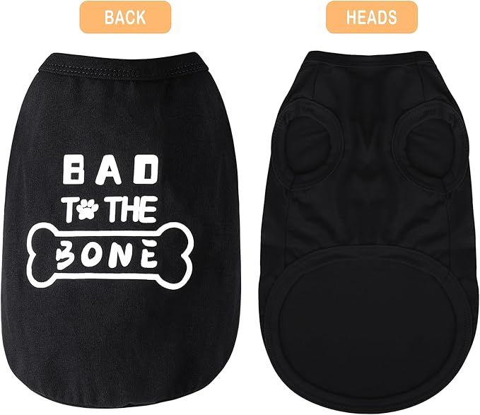Discover Cozy Cotton Canine Wear: Soft, Lightweight, and Breathable Dog Shirt Vest with Eye-Catching Graphics(Bad to The Bone), Keeping Your Furry Friend Warm and Comfy! Black XXL