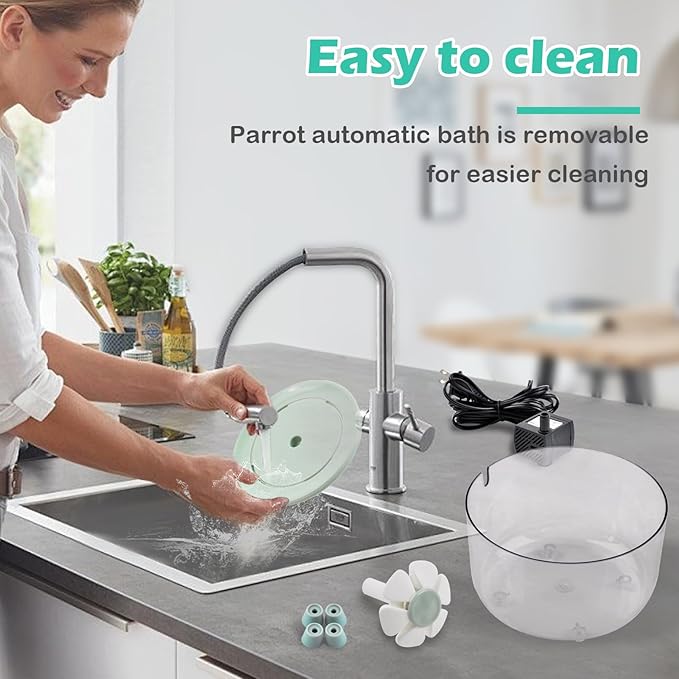Automatic Bath for Birds,Parrot Bathtub with Petal Fountain Circulating Filter Cage Bird Bath Shower Cockatiel Bird Bath for Indoor Parakeets Budgie Cockatiels Small Feathered Pet