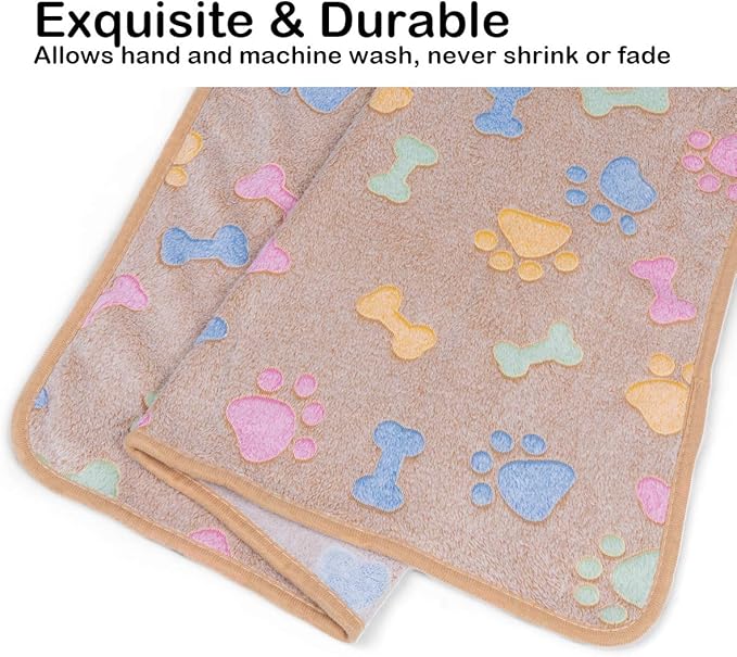 Dono 1 Pack 3 Dog Blankets, Soft Fluffy Fleece Pet Blanket Warm Sleep Mat Paw Print Design Puppy Kitten Throw Blankets Doggy Blanket for Dogs