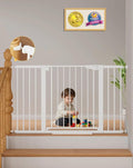 Cumbor 29.7"–51.5" Extra Wide Baby Gate for Stairs, Pressure-Mounted Dog Gates for Doorways & Hallways, Auto-Close Walk-Through, No-Trip Design, Child Proof Safety, Dog/Pet Gate for Indoor Use, White