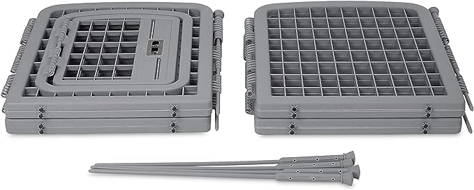 Amazon Basics 8-Panel Octagonal Plastic Dog Playpen, Indoor/Outdoor Pet Fence with Gate, Exercise Pen for Puppies and Small Animals, 28 inches, Grey
