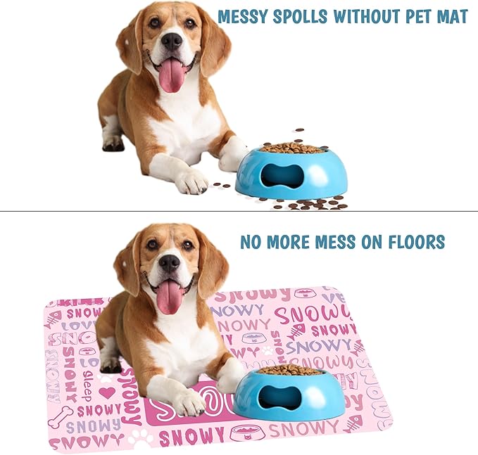 Personalized Dog Cat Mat with Name Photo Custom Placemat Feeding Mats for Food and Water Customized Non-Slip Waterproof Doormat for Bowls Outdoor Indoor Floors Gifts for Pet Owner
