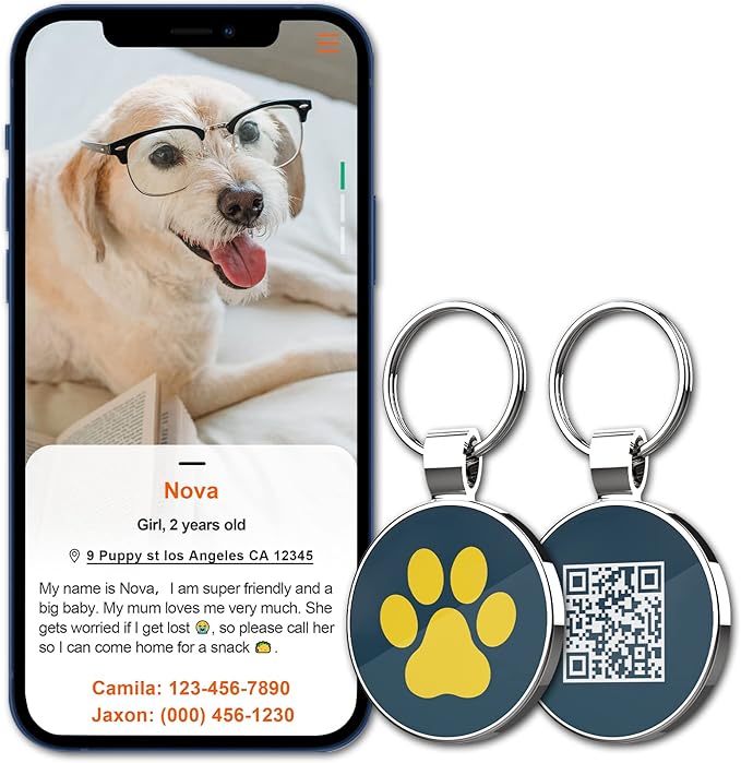 MYLUCKYTAG QR Code Pet ID | Personalized Dog & Cat Collar Tag | Online Profile with Instant Scanned Location Alert Email