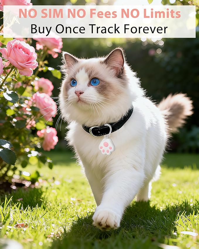 Pet GPS Tracker for Dog and Cat: Dogs and Cats Small Tracking Tag for Android and iOS with No Subscription No Fee - Smart Pets Trackers Waterproof Dustproof Extra Long Usage Life of 180 Days
