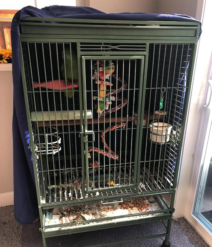 J&C Black 420D Heavy Duty Bird Cage Cover Blackout Sun Light for Night Waterproof Black Material Birdcage Covers for Bird Sugar Glider Cat Rabbit Cage Medium (Upgraded) (XL-38x23.5x51in-Black)