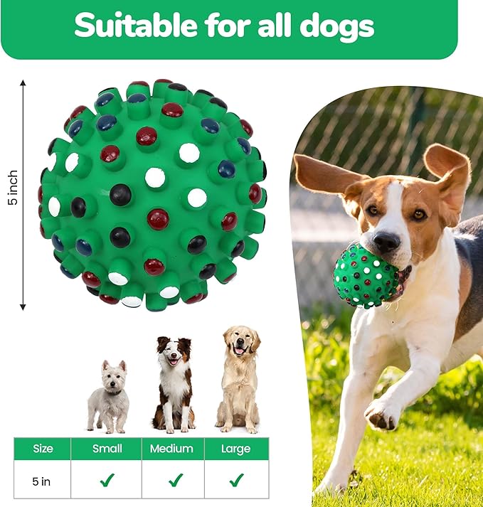 SPOT Vinyl Gumdrop Ball Dog Toy with Squeaker - Colorful and Interactive Dog Chew Toy, Floats in Water, Made from Durable, Non-Toxic Natural Rubber, Great for Dogs and Puppies, 5in, Assorted Colors