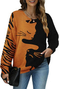 YESNO Women Christmas Sweater Graphic Printed Oversized Pullover Sweaters Casual Loose Knit Tops S01