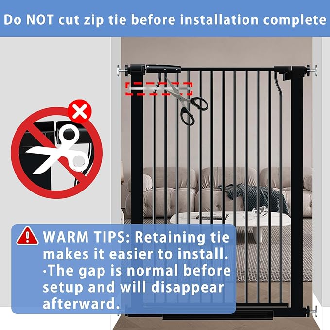 40.5" Extra Tall Baby Gate for Stairs, 29.5"-40.5" Extra Wide Dog Gate Indoor for The House, Auto Close Pressure Mounted Safety Child Toddler Gate, Pet Gate for Doorways Kitchen, Black