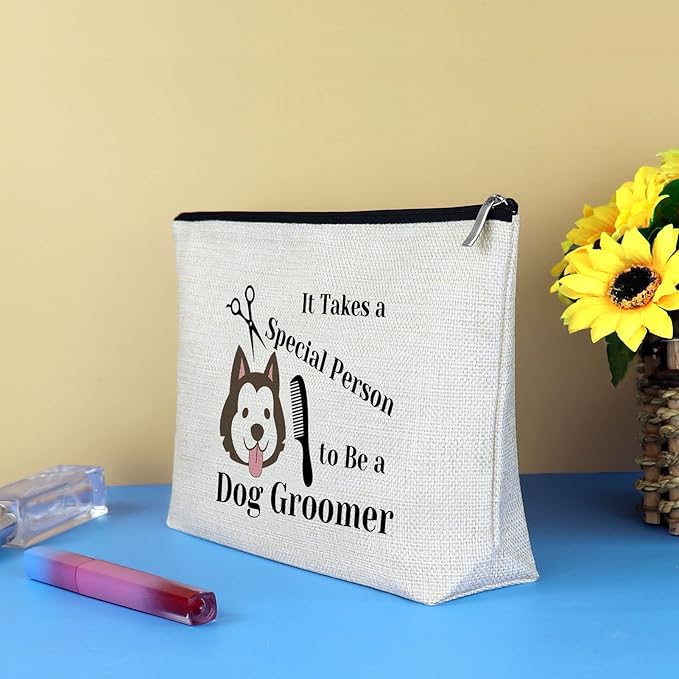 Dog Groomer Gift Makeup Bag Pet Grooming Gifts Cosmetic Bag Dogs Hairdresser Hair Stylist Gifts Dog Groomer Appreciation Thank You Gift Birthday Christmas Graduation Present for Dogs Owner Lover