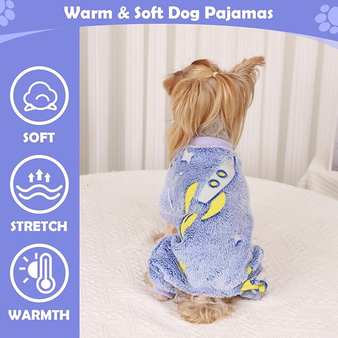 Fleece Pajamas for Small Dogs, Puppy Clothes, Soft & Stretchy Dog Onesies, Cute XS