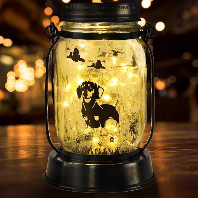 kyoryuger Dachshund Gifts for Women Dachshund Solar Lantern Outdoor Waterproof Hanging Solar Lights Dog Gifts Decorative Lanterns for Garden Decor,Patio,Lawn,Pathway,Yard for Women